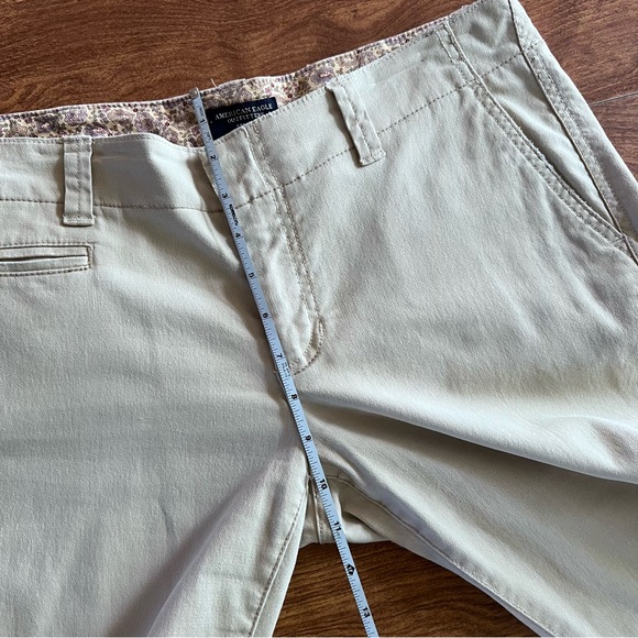 American Eagle Outfitters Khaki Beige Stretch Bootcut Long denim Pants Size 8 - Picture 9 of 13